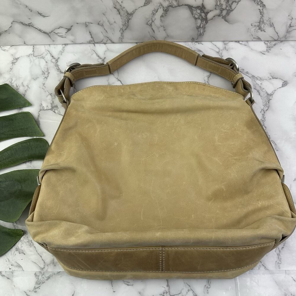 Tommy Hilfiger Vintage Y2k Slouch Shoulder Bag Purse Tan Leather Chunky Straps